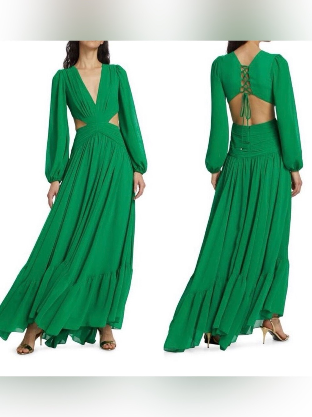 NWOT PatBO Emerald Green Maxi Dress with Cutout Detail